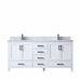 Lexora Jacques 72" - White Double Bathroom Vanity (Options: White Carrara Marble Top, White Square Sinks and 70" Mirror w/ Faucets) - Lexora - Ambient Home