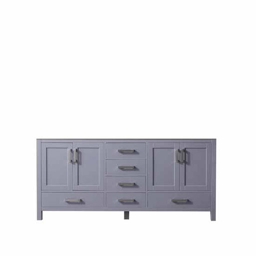 Lexora Jacques 72" - Dark Grey Double Bathroom Vanity (Options: White Carrara Marble Top, White Square Sinks and 70" Mirror w/ Faucets) - Lexora - Ambient Home