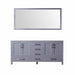 Lexora Jacques 72" - Dark Grey Double Bathroom Vanity (Options: White Carrara Marble Top, White Square Sinks and 70" Mirror w/ Faucets) - Lexora - Ambient Home