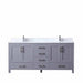 Lexora Jacques 72" - Dark Grey Double Bathroom Vanity (Options: White Carrara Marble Top, White Square Sinks and 70" Mirror w/ Faucets) - Lexora - Ambient Home