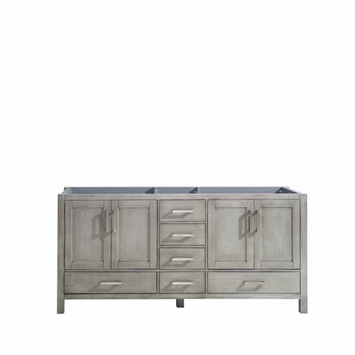 Lexora Jacques 72" - Distressed Grey Double Bathroom Vanity (Options: White Carrara Marble Top, White Square Sinks and 70" Mirror w/ Faucets) - Lexora - Ambient Home