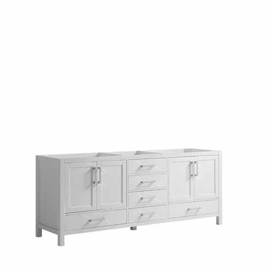 Lexora Jacques 80" - White Double Bathroom Vanity (Options: White Carrara Marble Top, White Square Sinks and 30" Mirrors w/ Faucets) - Lexora - Ambient Home