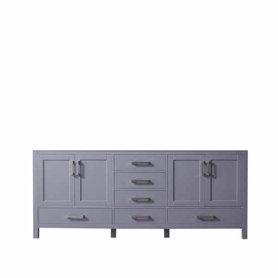 Lexora Jacques 80" - Dark Grey Double Bathroom Vanity (Options: White Carrara Marble Top, White Square Sinks and 30" Mirrors w/ Faucets) - Lexora - Ambient Home