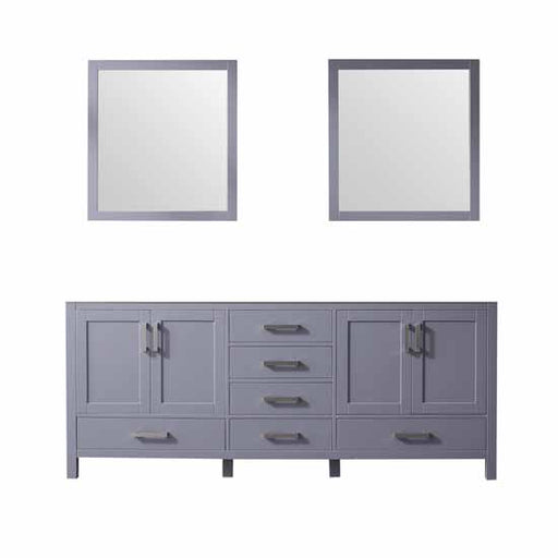 Lexora Jacques 80" - Dark Grey Double Bathroom Vanity (Options: White Carrara Marble Top, White Square Sinks and 30" Mirrors w/ Faucets) - Lexora - Ambient Home