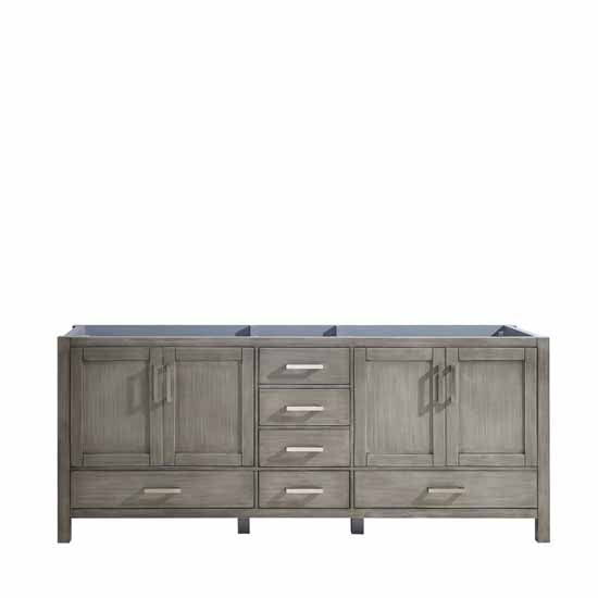 Lexora Jacques 80" - Distressed Grey Double Bathroom Vanity (Options: White Carrara Marble Top, White Square Sinks and 30" Mirrors w/ Faucets) - Lexora - Ambient Home