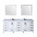 Lexora Jacques 84" - White Double Bathroom Vanity (Options: White Carrara Marble Top, White Square Sinks and 34" Mirrors w/ Faucets) - Lexora - Ambient Home