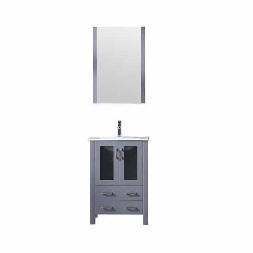 Lexora Volez 24" - Dark Grey Single Bathroom Vanity (Options: Integrated Top, White Integrated Square Sink and 22" Mirror w/ Faucet) - Lexora - Ambient Home