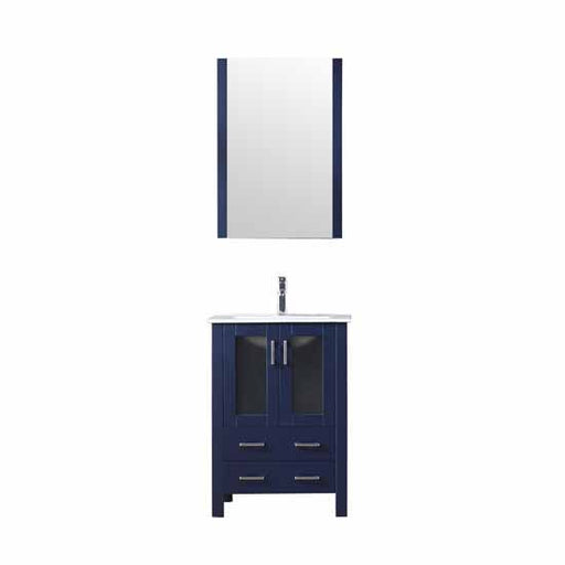 Lexora Volez 30" - Navy Blue Single Bathroom Vanity (Options: Integrated Top, White Integrated Square Sink and 28" Mirror w/ Faucet) - Lexora - Ambient Home