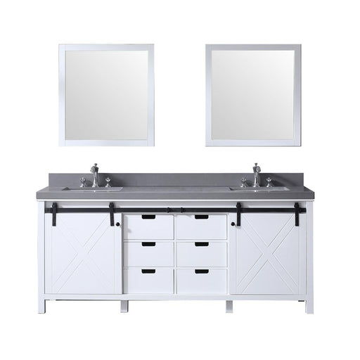 Lexora Marsyas 80" - Double Bathroom Vanity (Options: Grey Quartz Top, White Square Sinks and 30" Mirrors w/ Faucets) - Lexora - Ambient Home