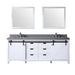 Lexora Marsyas 84" - White Double Bathroom Vanity (Options: Grey Quartz Top, White Square Sinks and 34" Mirrors w/ Faucets) - Lexora - Ambient Home