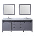 Lexora Marsyas 84" - Dark Grey Double Bathroom Vanity (Options: White Carrara Marble Top, White Square Sinks and 34" Mirrors w/ Faucets) - Lexora - Ambient Home