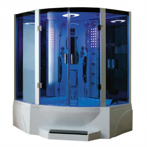 Mesa WS-608P Steam Shower with Jetted Tub-Blue Glass (63"L x 63"W x 89"H) - Mesa - Ambient Home