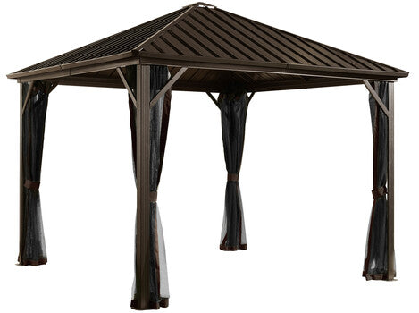 Sojag Gazebo 10 x 12 ft. Dakota No.53 Gazebo Steel Roof, Dark Brown - Sojag Gazebo - Ambient Home