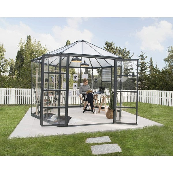 Palram - Canopia 10x12 Oasis Hex Greenhouse Kit - Gray (HG6005) - Palram - Ambient Home