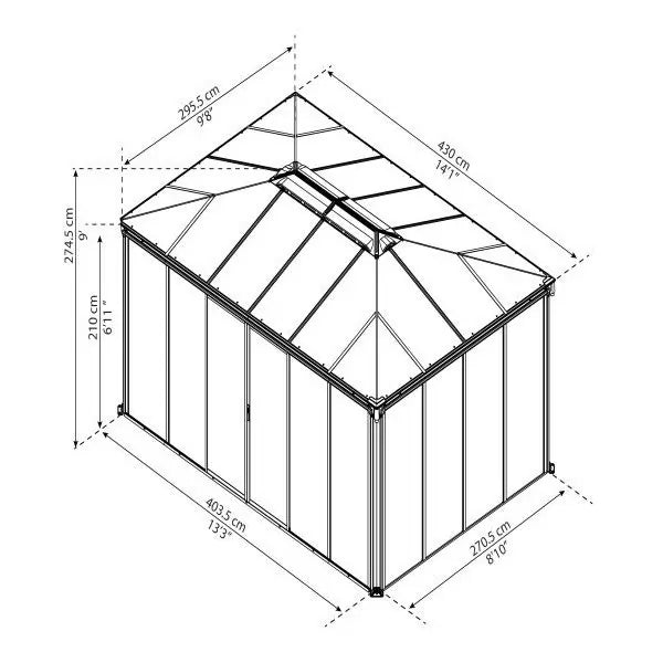 Palram – Canopia 10x14 Ledro Aluminum Sunroom Enclosed Gazebo Kit - Gray / Bronze (HG9189) - Palram - Ambient Home