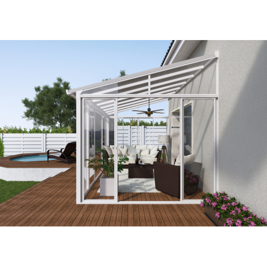 Palram - Canopia 10x14 San Remo Patio Enclosure Kit W/ Screen Doors - White HG9066 - Palram - Ambient Home