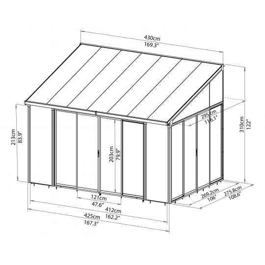 Palram - Canopia 10x14 San Remo Patio Enclosure Kit W/ Screen Doors - White HG9066 - Palram - Ambient Home