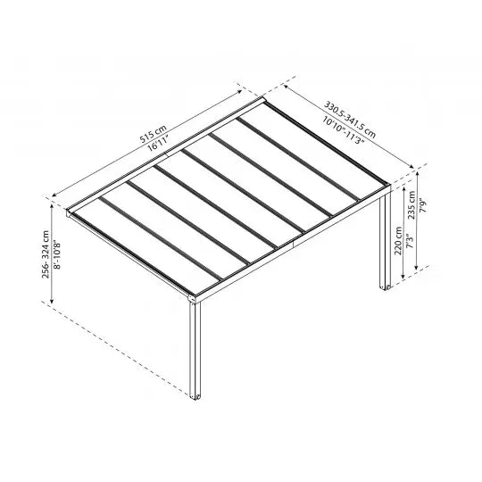 Palram - Canopia 11x17 Stockholm Patio Cover Kit - Gray/Clear HG9455 - Palram - Ambient Home