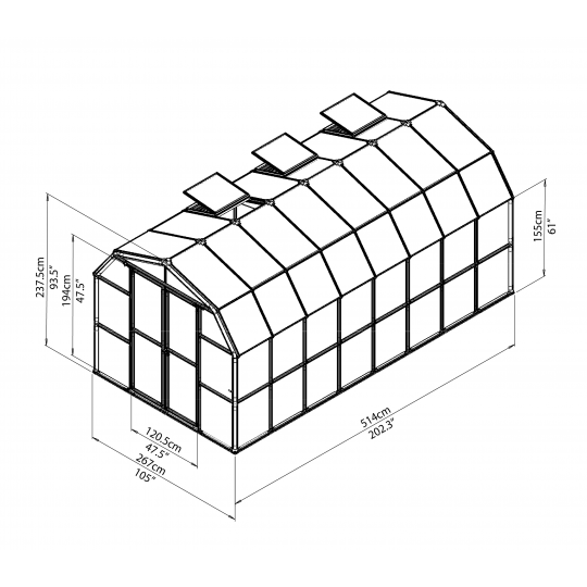 Palram - Canopia 8x16 Prestige 2 Greenhouse Kit - Clear HG7316C - Palram - Ambient Home