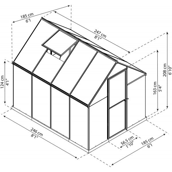 Palram - Canopia Mythos Hobby 6x8 Greenhouse Kit - Gray (HG5008Y) - Palram - Ambient Home