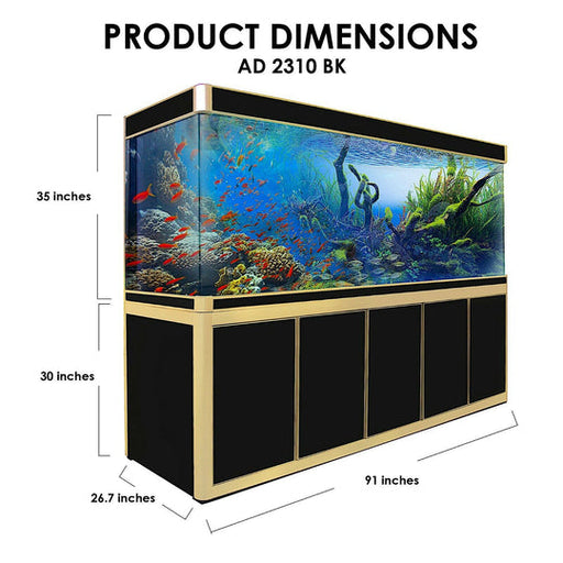 Aqua Dream 400 Gallon Tempered Glass Aquarium Black and Gold [AD-2300-BK] - Aquadream - Ambient Home
