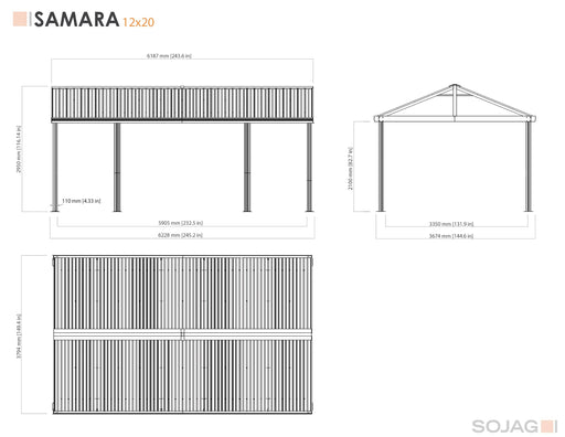 Sojag™ 12x20 ft Samara DIY Carport in Dark Gray - Sojag Carport - Ambient Home