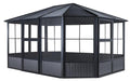 Sojag™ Charleston Solarium 4-Season Sunroom Kit / Patio Gazebo -  Dark Gray with Steel Roof - Sojag Solarium - Ambient Home