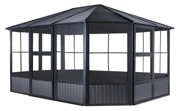 Sojag™ Charleston Solarium 4-Season Sunroom Kit / Patio Gazebo -  Dark Gray with Steel Roof - Sojag Solarium - Ambient Home