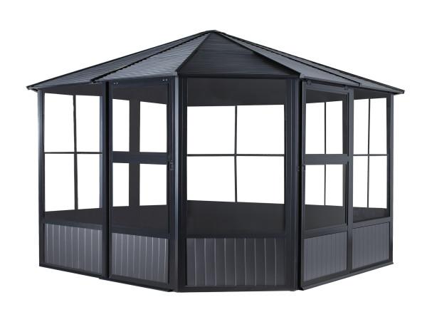 Sojag™ Charleston Solarium 4-Season Sunroom Kit / Patio Gazebo -  Dark Gray with Steel Roof - Sojag Solarium - Ambient Home