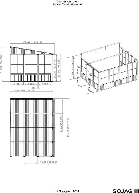 Sojag™ Charleston Wall Sol Sunroom Patio Enclosure Kit Dark Gray with Steel Roof - Sojag Solarium - Ambient Home