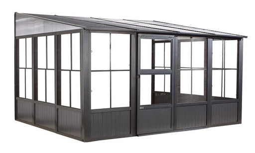 Sojag™ Charleston Wall Sol Sunroom Patio Enclosure Kit Dark Gray with Steel Roof - Sojag Solarium - Ambient Home