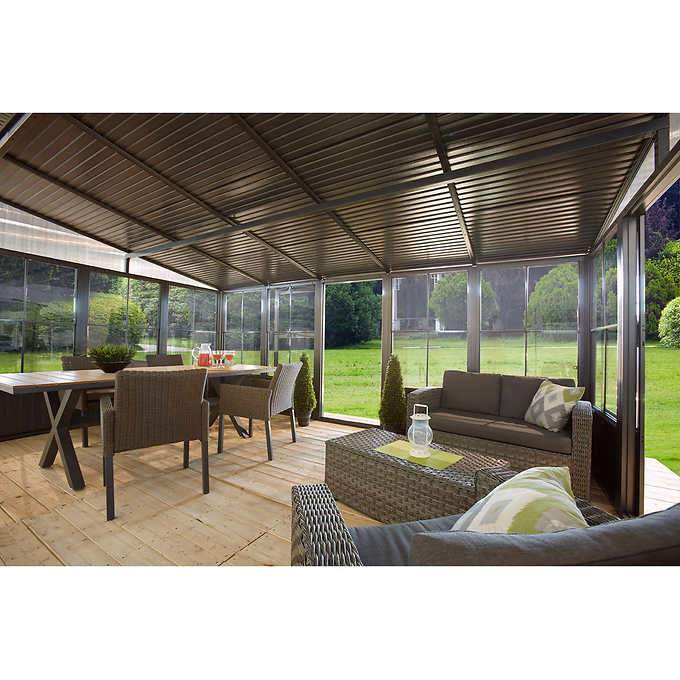 Sojag™ Charleston with Wall — Patio Sunroom Enclosure Home Kit Dark Sol Gray Ambient