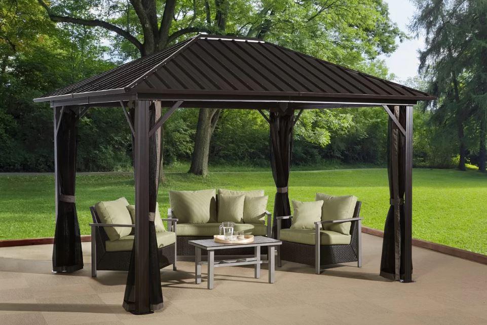 Sojag™ Genova Gazebo Steel Roof with Mosquito Netting - Sojag Gazebo - Ambient Home