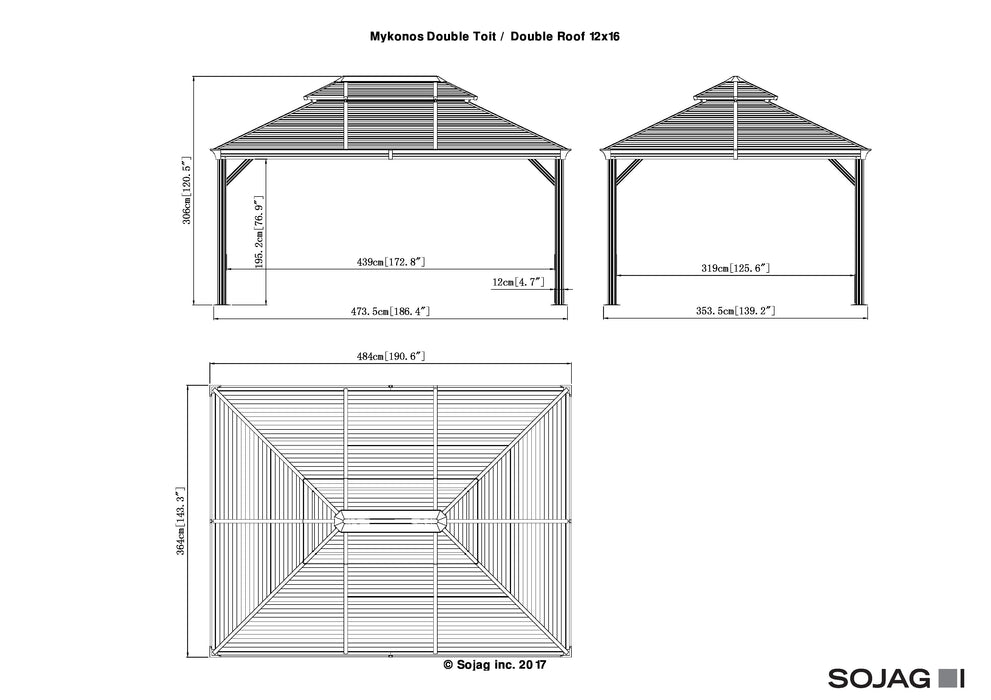 Sojag™ Mykonos II Gazebo Steel Roof with Mosquito Netting - Sojag Gazebo - Ambient Home