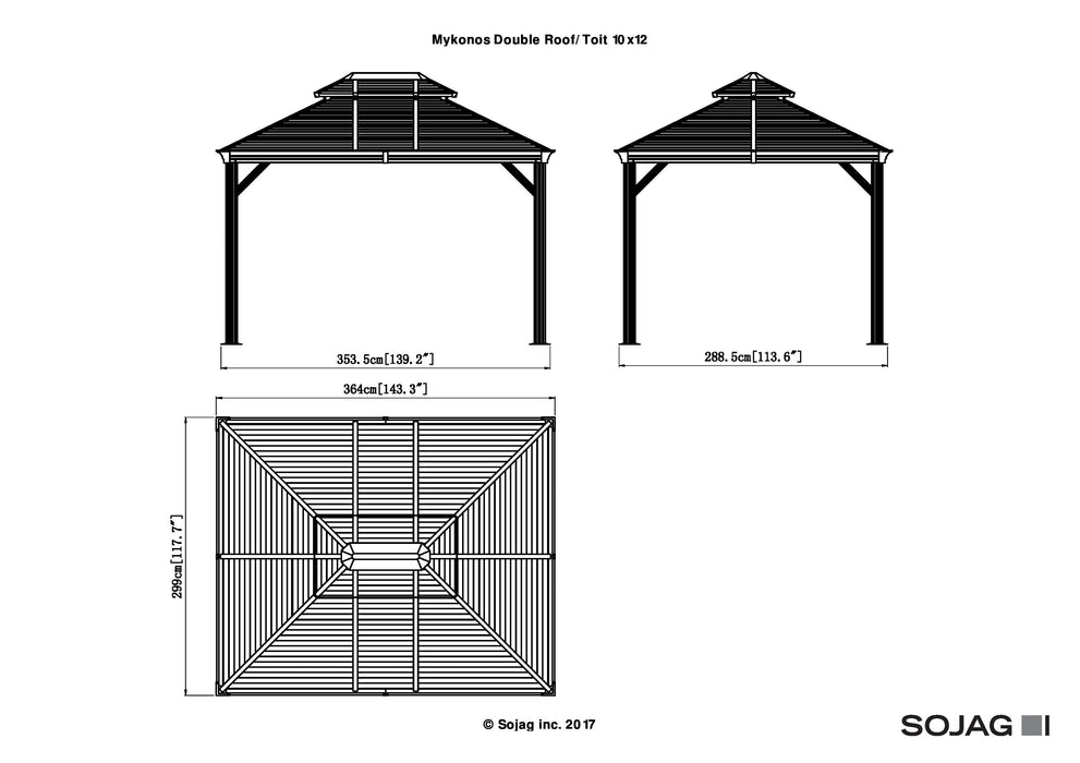 Sojag™ Mykonos II Gazebo Steel Roof with Mosquito Netting - Sojag Gazebo - Ambient Home