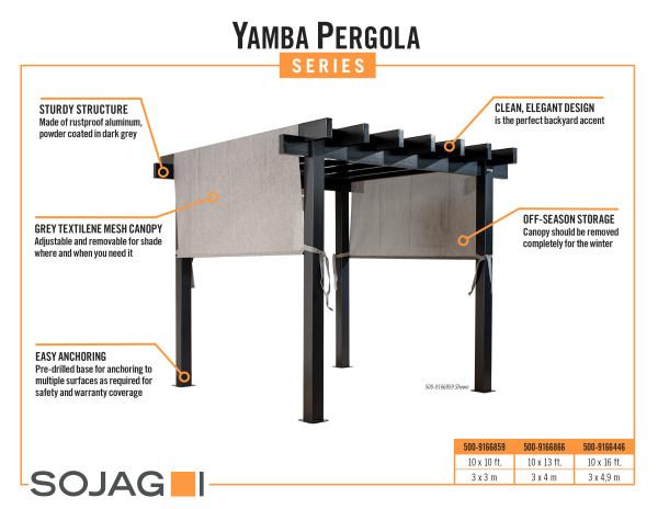 Sojag Yamba Pergola with Adjustable Shade Grey - Sojag Gazebo - Ambient Home