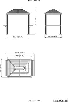 Sojag Gazebo Mykonos Grill Gazebo 5 x 8 ft - Dark grey - Sojag Gazebo - Ambient Home